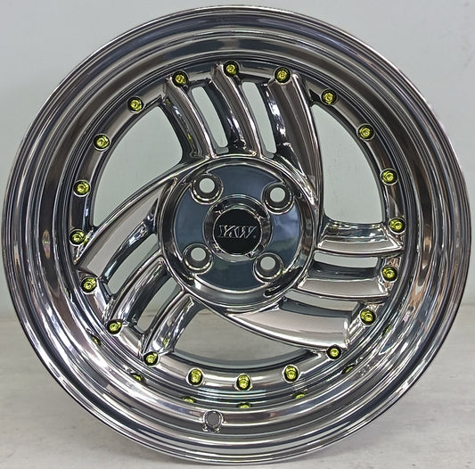 15" KR YKW5708R H (15X8.5/4-100) BLACK CHROME +GO