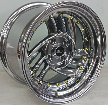 15" KR YKW5708R H (15X8.5/4-100) BLACK CHROME +GO
