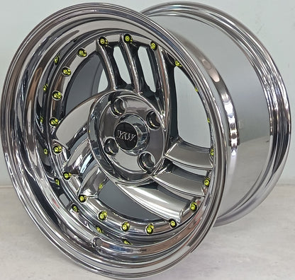 15" KR YKW5708R H (15X8.5/4-100) BLACK CHROME +GO
